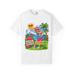 Retro Tropical Golf T-Shirt — "Good Girl, Good Friends, Brighter Days"