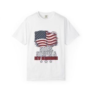 Patriotic T-Shirt — "Stars, Stripes & New Beginnings" American Flag Tee